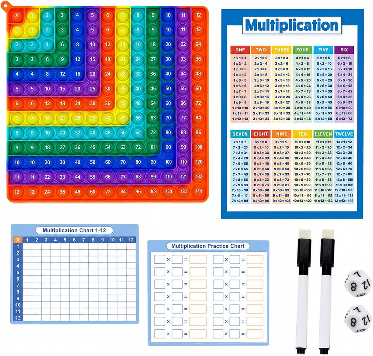 Pop It 1x1, Vermenigvuldiging en Breuken, Educatief Speelgoed
