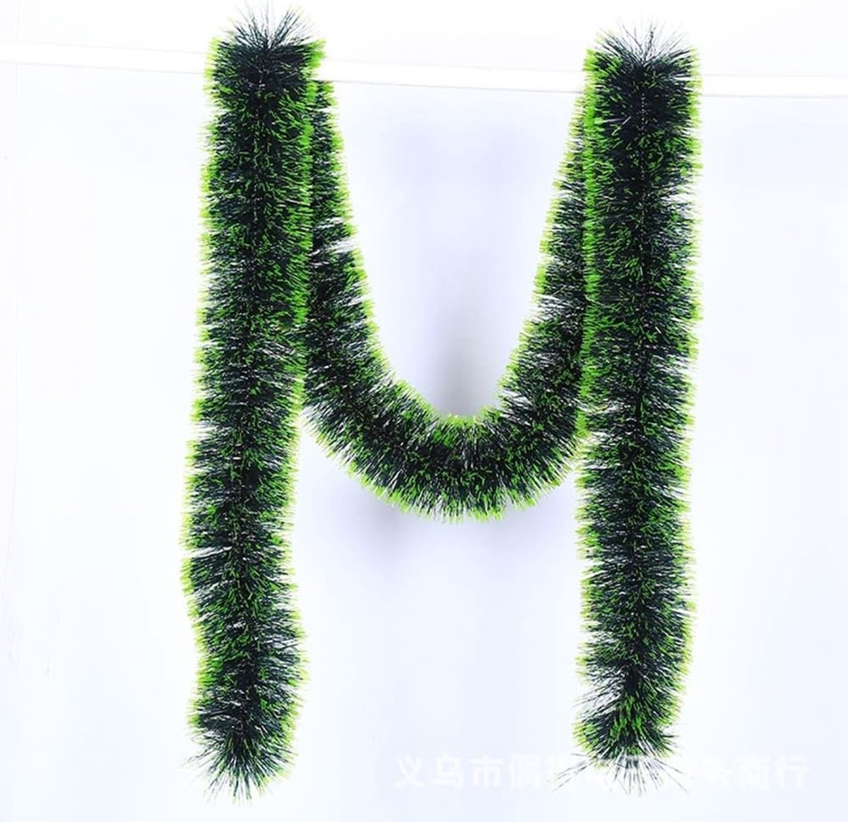 Groene lametta slinger voor kerstboomversiering, decoratie voor binnen en buiten, 7 cm x 2 m, feestelijke twist en glans