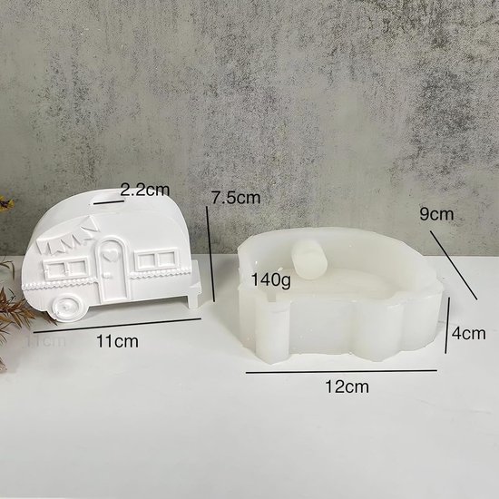 Busvorm camping bus camping bus siliconen vorm kaarshouder siliconen vorm staafkaarsen gietvorm beton kaarshouder 3D campingbus voor staafkaarsen en theelichtjes — afbeelding 2