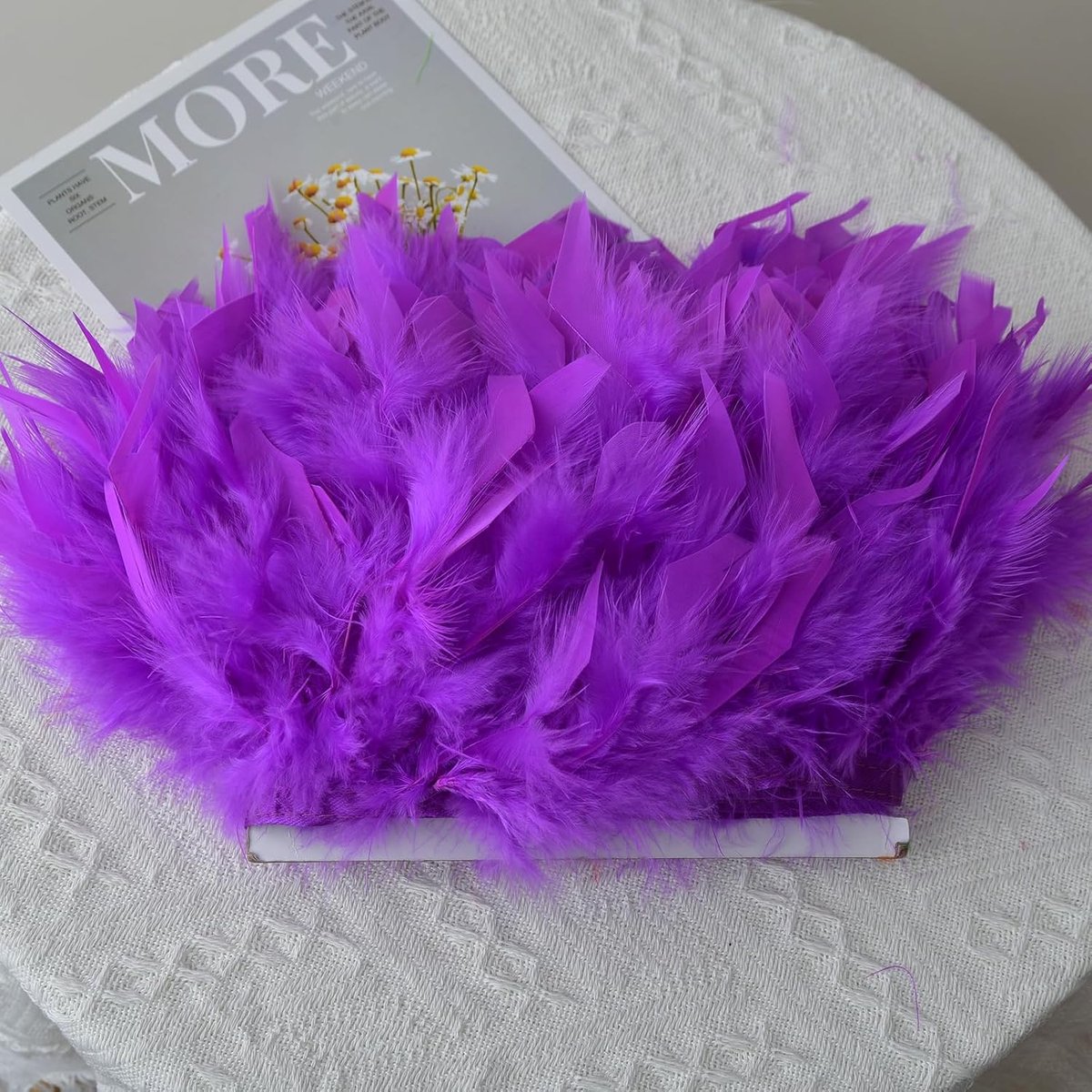 Franjes, 2 meter, pluizige rand, 10-15 cm, voor naaien, handwerk, kostuums, carnaval, bruiloft, decoratie, kleding, doe-het-zelf (paars)