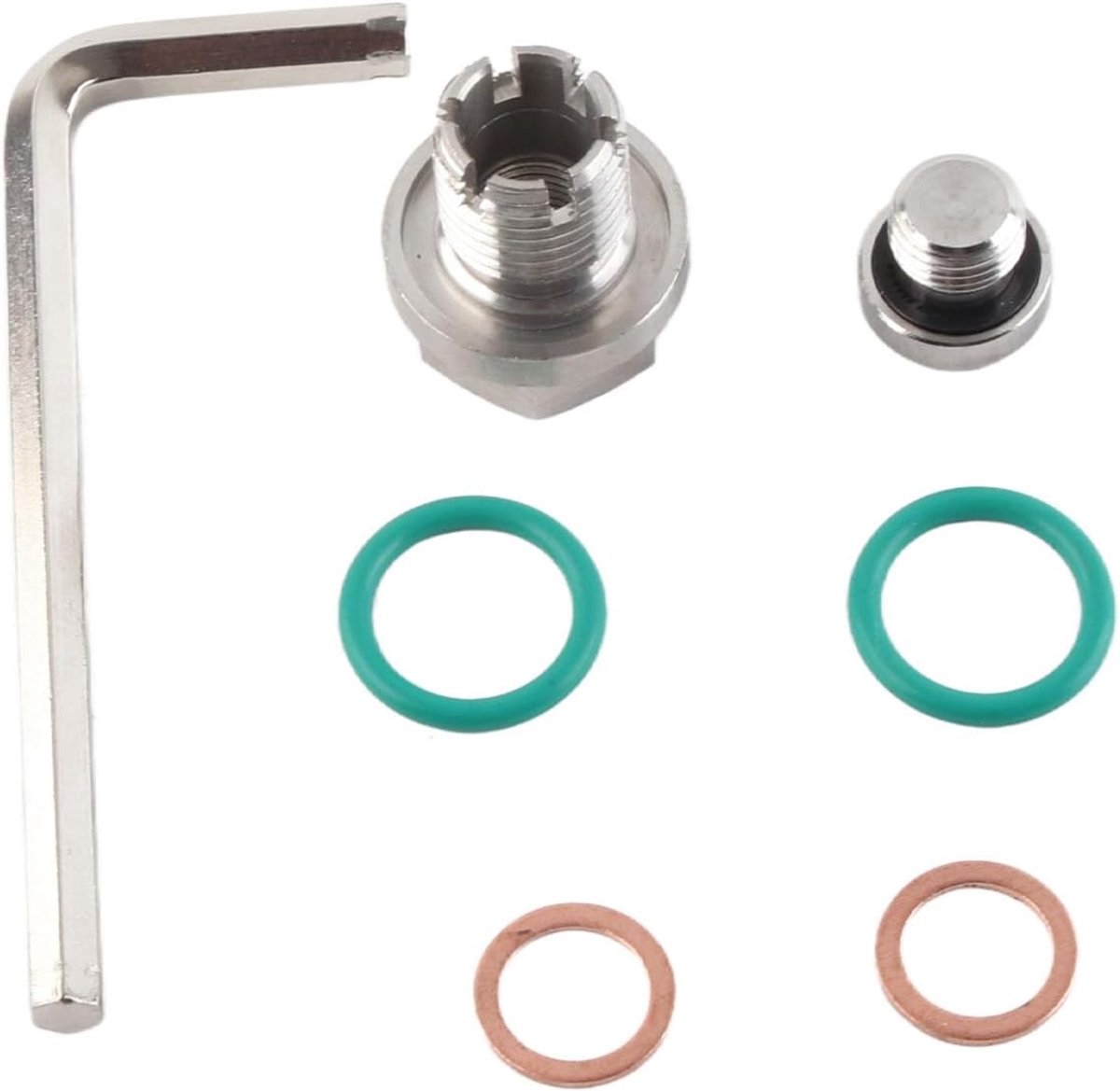 Zelftappen Olieafvoerplug Roestvrijstalen Oliepanreparatieset Extra Grote Piggyback-afvoerplug Zelftappen Oliepan-draadreparatiekits met Inbussleutel O-ringafdichting(M14.1-1.5x15mm)