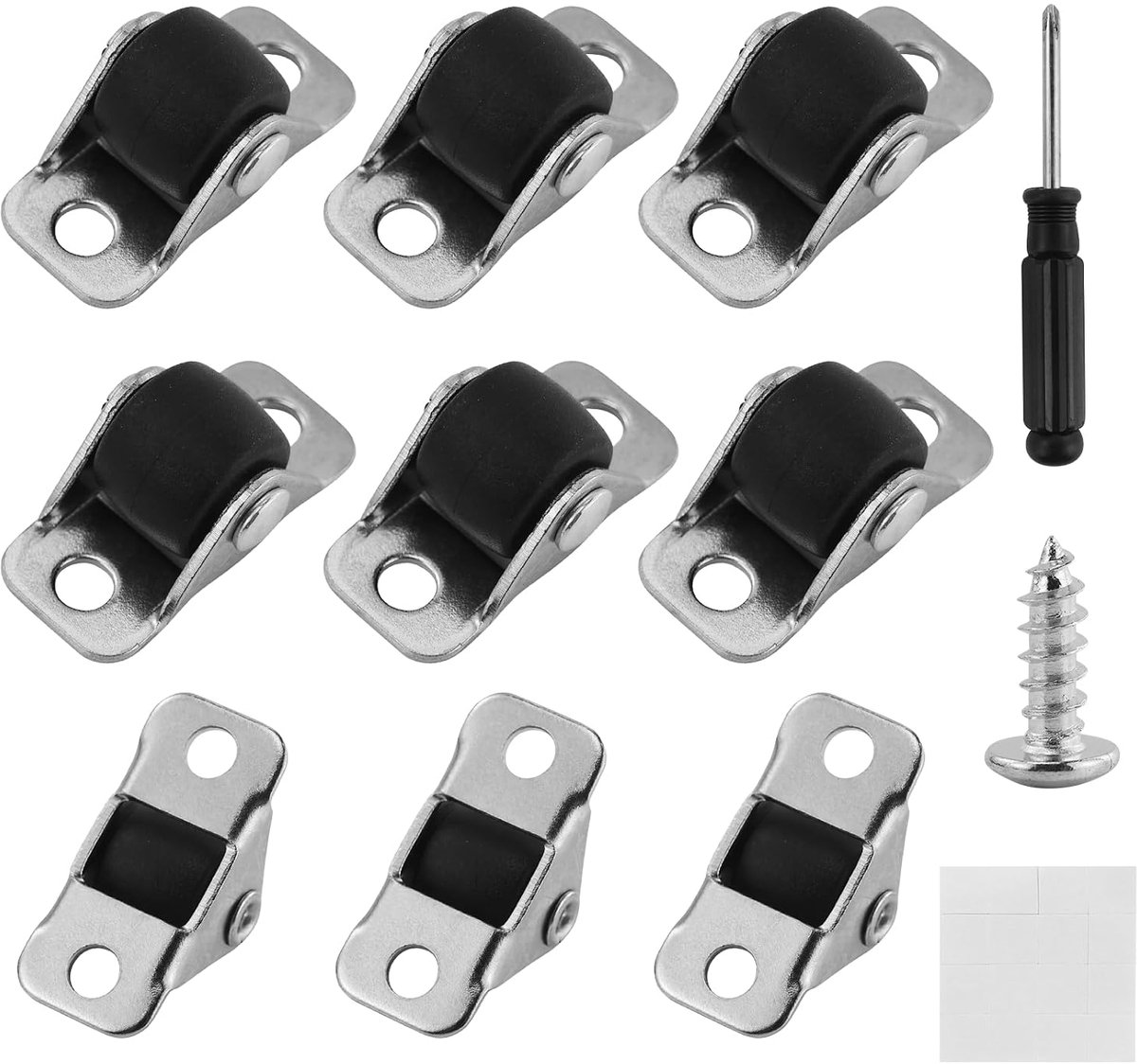 8 stuks meubelwielen, 1,2 cm rubberen wielen met metalen plaat, rubberen stuurwielen laag, geluidsarme wielen, profiel, kleine apparaten, meubels, doe-het-zelfprojecten