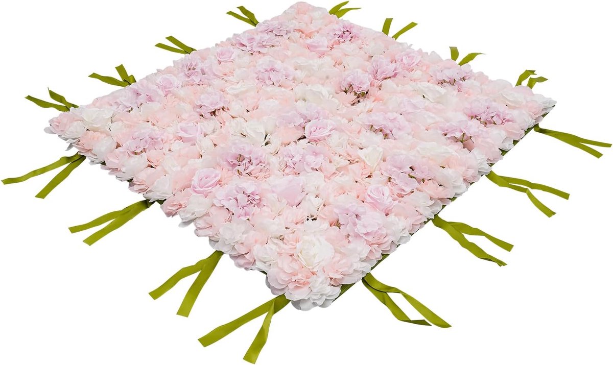 Kunstbloemen, decoratie, romantische bloemen, paneel voor bruiloft, wanddecoratie, tuin, feest, 1 x 1 m (lichtroze)