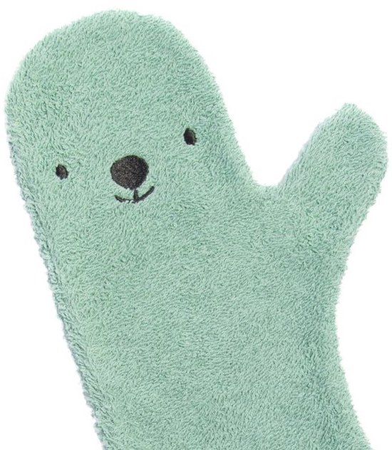 Nifty - The Original Baby Shower Glove – baby douche handschoen voor beter grip op je baby bij het douchen - origineel kraamcadeau - lange baby washand - Groen