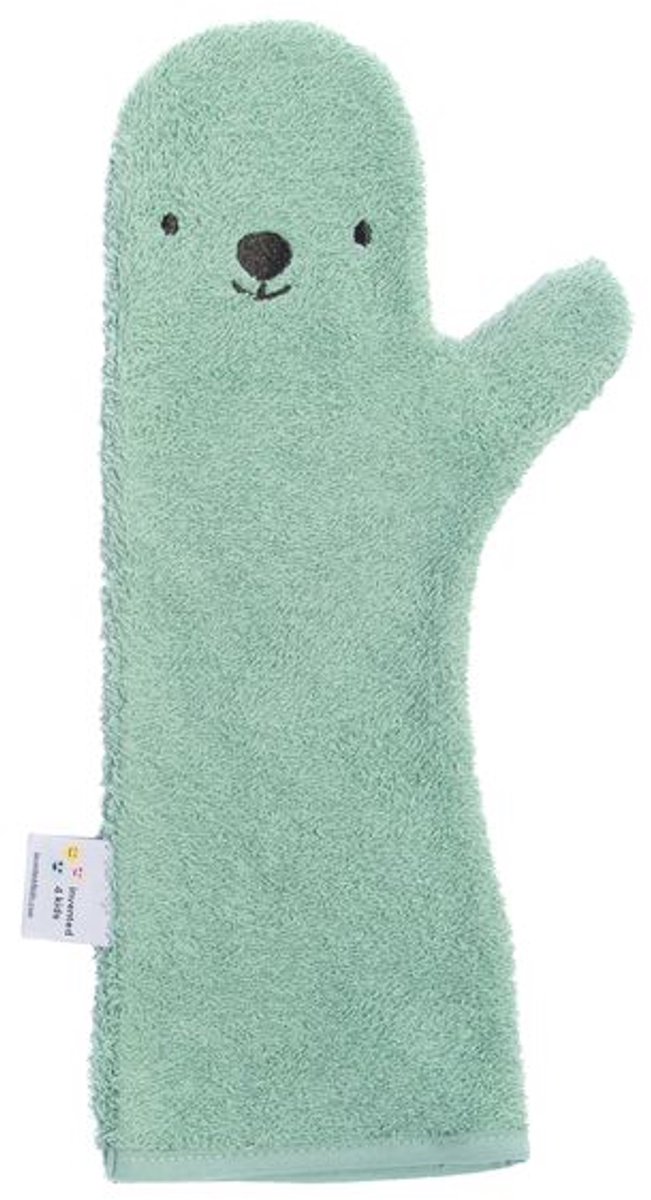 Nifty - The Original Baby Shower Glove – baby douche handschoen voor beter grip op je baby bij het douchen - origineel kraamcadeau - lange baby washand - Groen — afbeelding 3