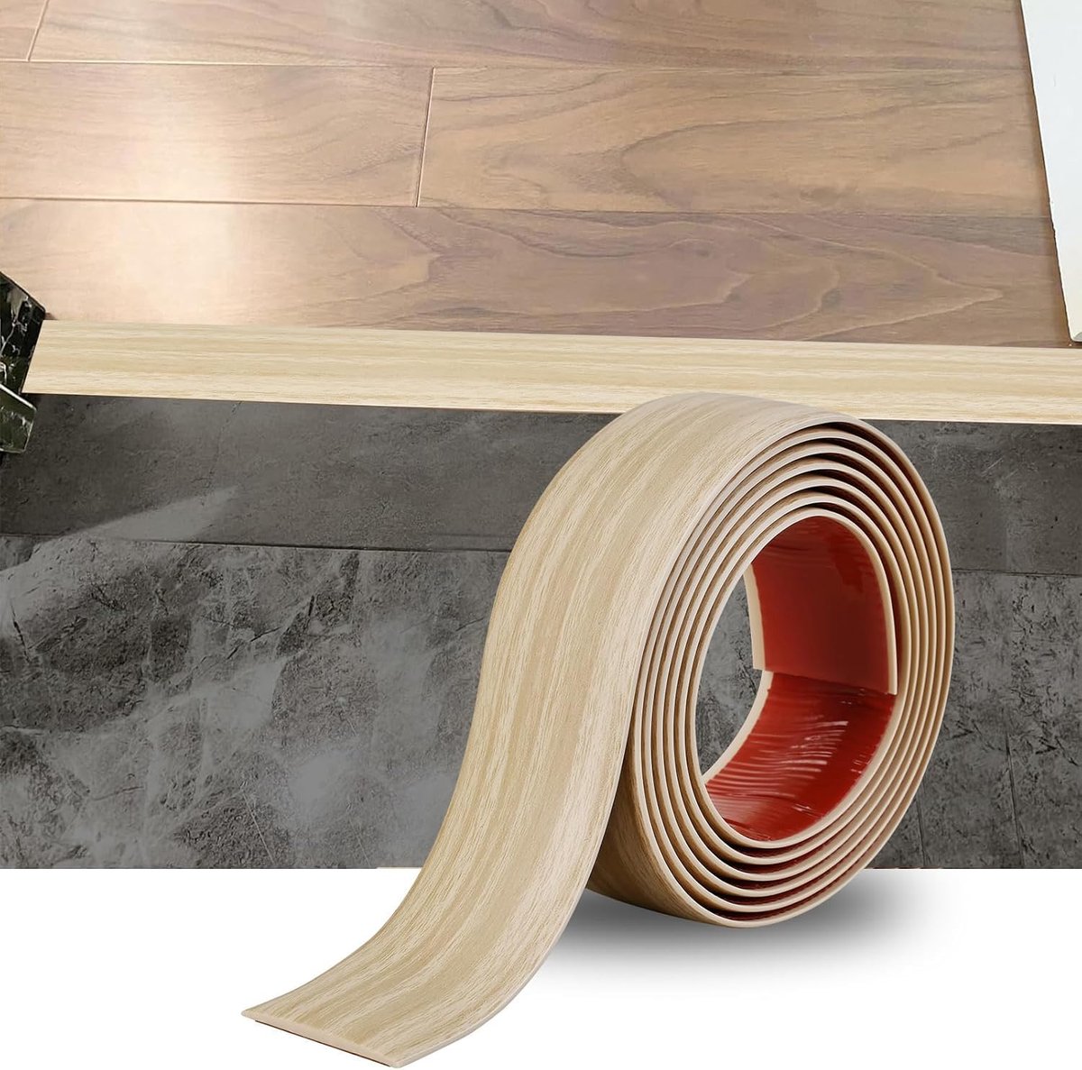 Drempel Overgangsstrip,Deur StripThreshold Bars,Zelfklevende PVC Vinyl Flooring Edge Trim,Vloer verbindende Strip,Tegel naar laminaat overgangsstrip,Beige Korrel(5cm,6M)