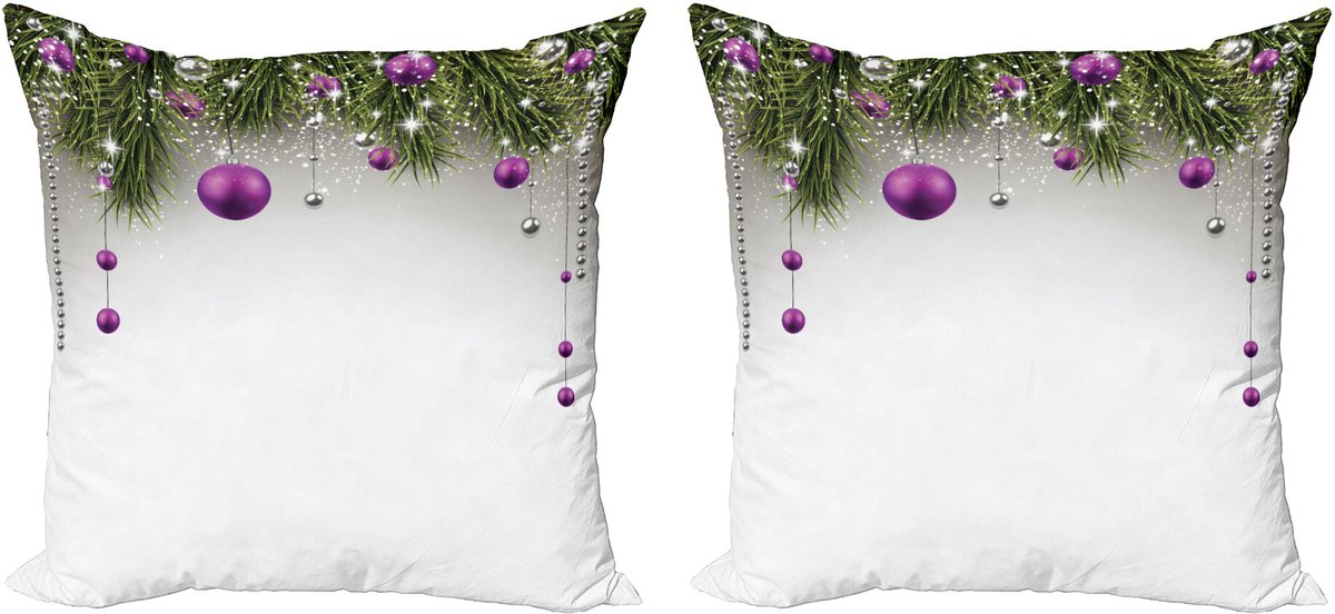ABAKUHAUS Kerstmis Sierkussenhoes Set van 2, Boom, Modern Accent Dubbelzijdige Digitale Print, 45x45, Lila Grijs Groen