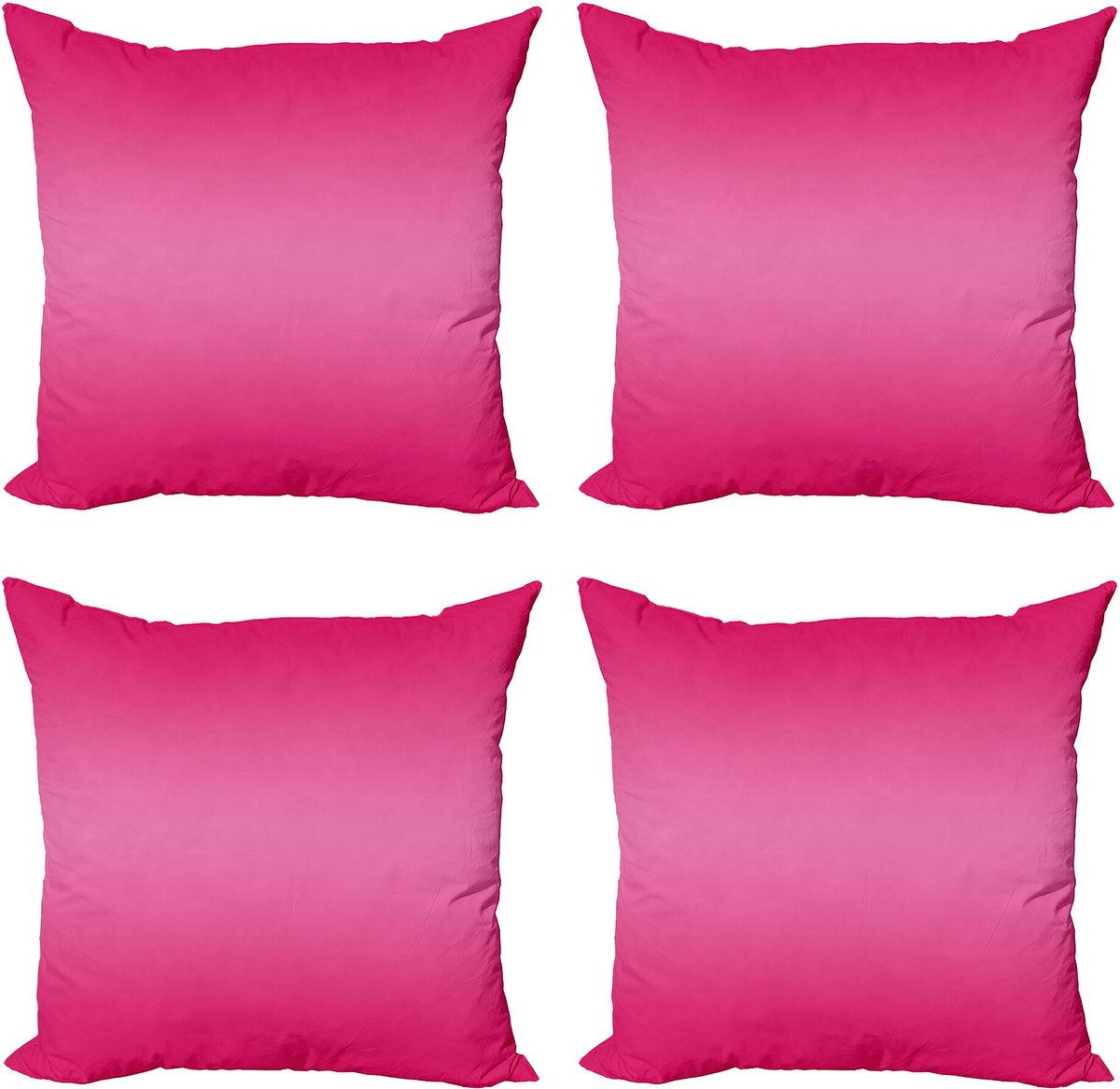 ABAKUHAUS Ombre Sierkussen Kussenhoes 4er Set, Modernes Roze Raum-Ontwerp, Modern Accent Dubbelzijdige Digitale Print, 60 x 60 cm, Roze