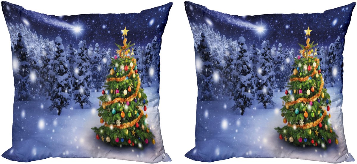 ABAKUHAUS Kerstmis Sierkussenhoes Set van 2, Elf Noel Thema Winter, Modern Accent Dubbelzijdige Digitale Print, 40x40, Meerkleurig