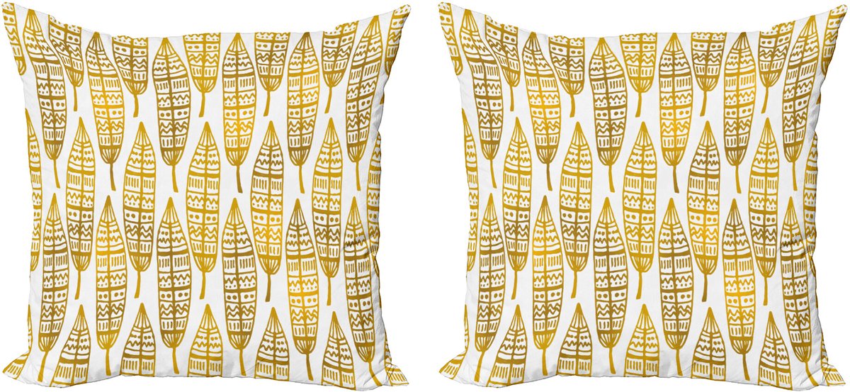 ABAKUHAUS Veer Sierkussenhoes Set van 2, Kunstwerk, Modern Accent Dubbelzijdige Digitale Print, 45x45, Bernstein Goudsbloem en Wit
