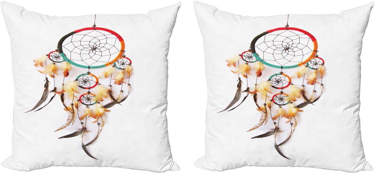 ABAKUHAUS Tribal Sierkussenhoes Set van 2, Traumfänger, Modern Accent Dubbelzijdige Digitale Print, 50x50, Meerkleurig