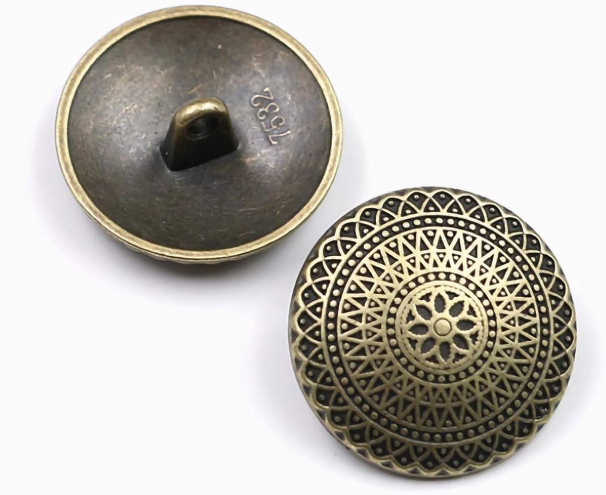 10Pcs Kleding Knop - Retrometaal Naaien Knop Handvat Ronde Knop pak Geschikt Voor jas Uniform (Bronze, 15mm)