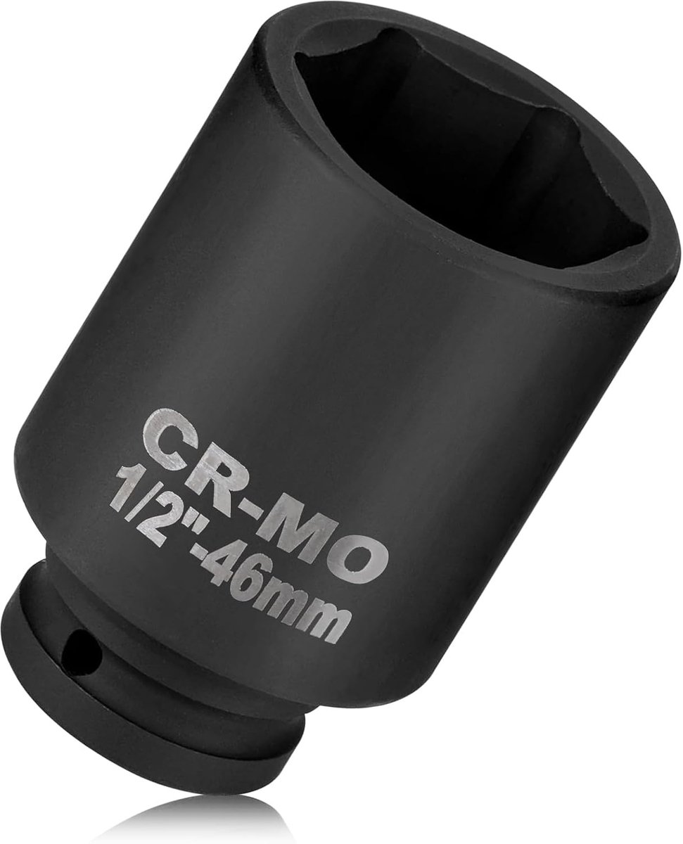 zeskant 46 mm moer 1/2 inch zeskant krachtmoer van CV-staal, zeskant dopsleutelinzetstuk voor slagmoersleutel (78 mm lengte)
