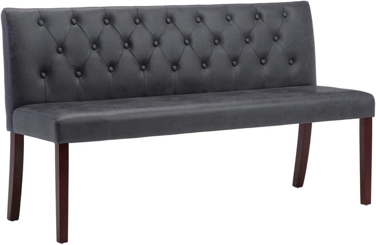Zitbank, beklede bank, gangbank, loungebank, zitmeubel, loungebank, gestoffeerde bank, sofabank 148,5 cm, grijs, suède-look