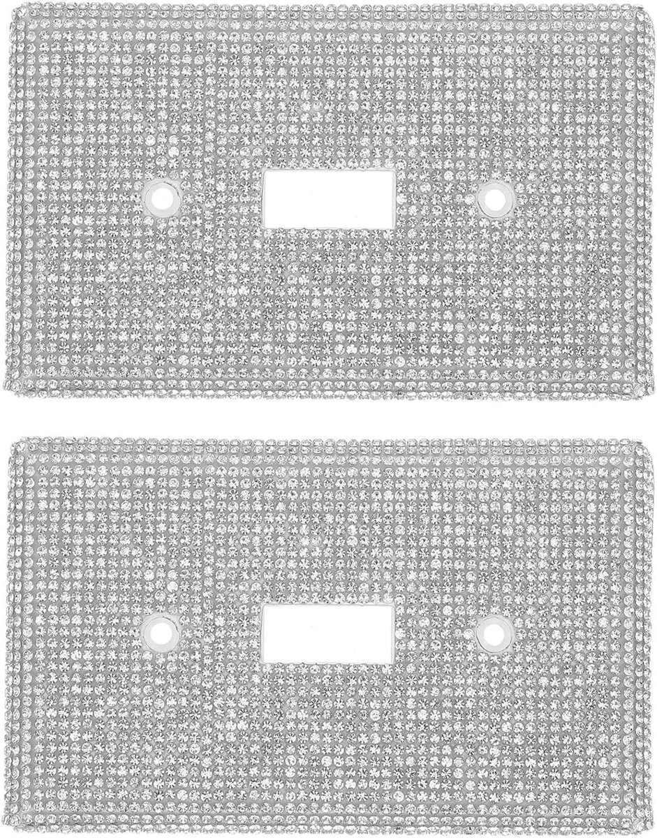 2 stuks glanzende lichtschakelaarplaatjes met strasssteentjes - Sprankelende decoratieve afdekplaat voor enkele schakelaar in keuken en woonkamer - Zilveren glitter afdekplaatjes voor