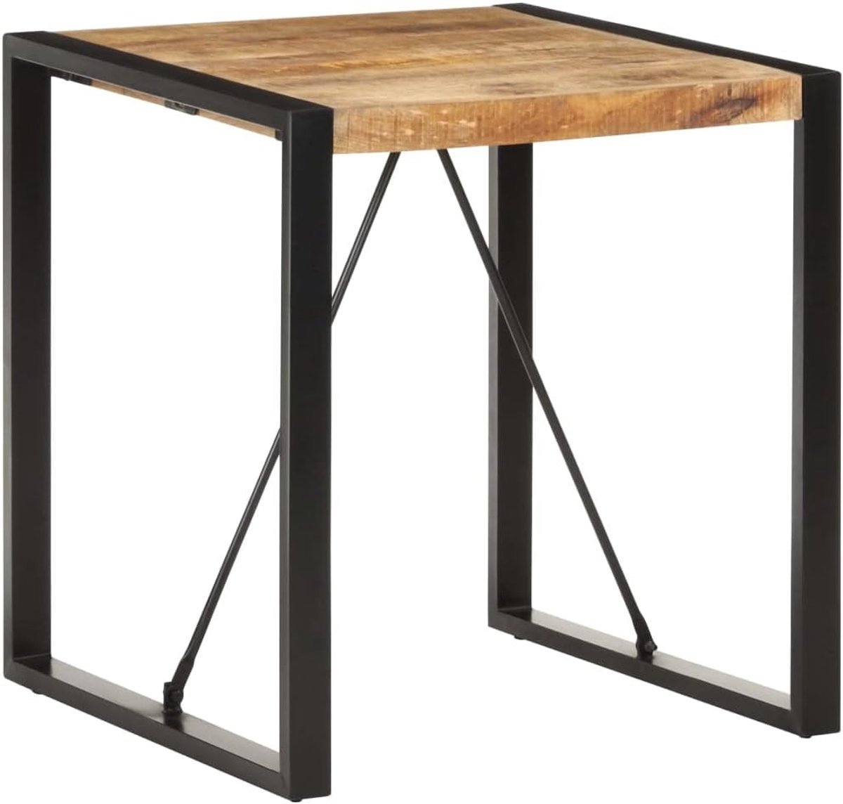 Eettafel 70 x 70 x 75 cm van ruw massief mango met gepoedercoate stalen poten - industriële stijl tafel voor keuken of eetkamer - stabiele en duurzame bistrotafel