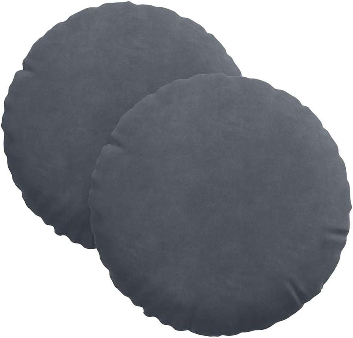 2 stuks, donkergrijs, fluweel, diameter 30 x 13 cm, rond zitkussen met polyestervezelvulling en ritssluiting, zacht zitkussen voor woonkamer, eetkamer en kantoor