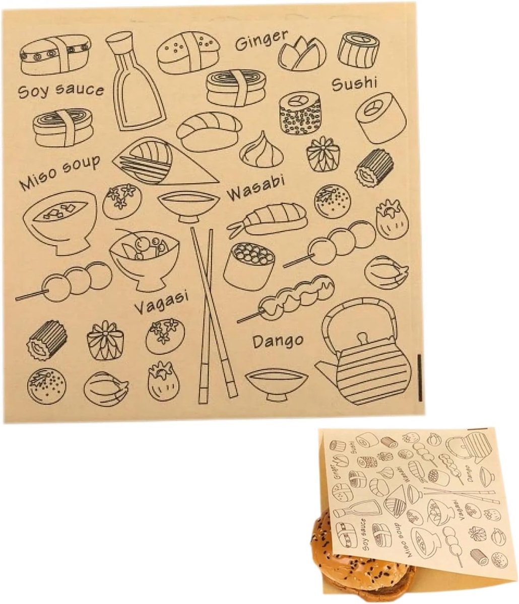 200 stuks burgerpapier, 18 x 18 cm, vetdicht sandwichpapier, deli papieren vellen, snackzakken voor friet, hot dog zakken, waterdicht inpakpapier voor bakken en picknick