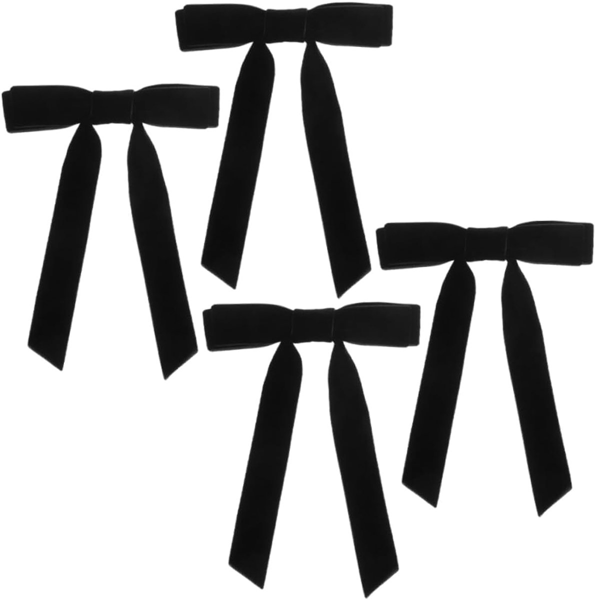 4stuks Zachte Velours Haarstrik Clip Stijlvolle Accessoires Voor Meisjes Zwart Haarlint Met Veiligheidsclip Voor Kapsels Comfortabel Draaggemak