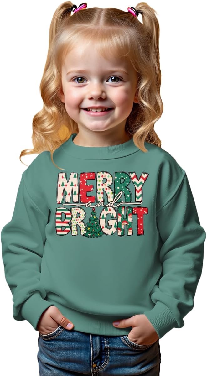 C&M WODRO Baby kersttrui Merry Bright sweatshirt kerstboom print trui 12M-5J kinderen kerstkleding winter warm shirt jongens meisjes feestelijke kleding