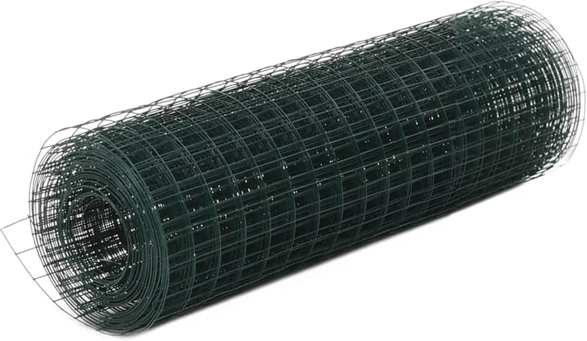 Yorten Draadgaas gaas met pvc-coating, hondenhek, kattenhek, kippenhek, 25 x 0,5 m (L x H) maaswijdte 16 x 16 mm, groen