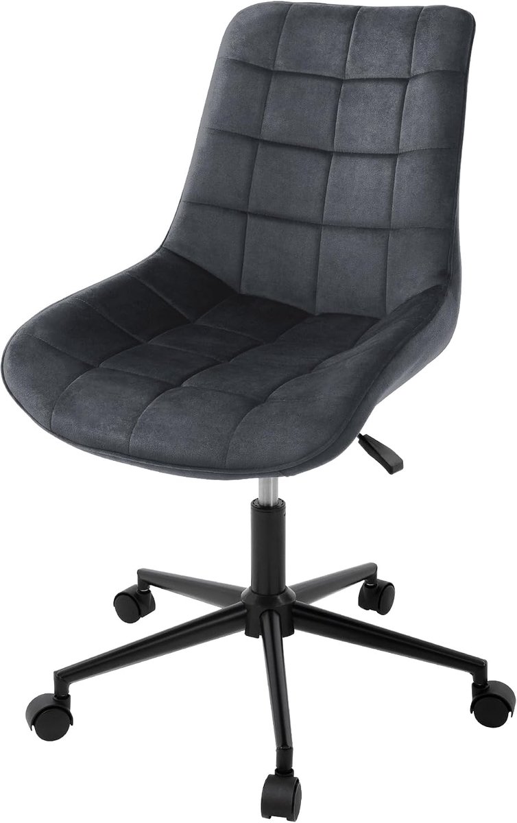 Bureaustoel,grijs, fluwelen zitting, metalen frame,gestoffeerde stoel met rugleuning,in hoogte verstelbaar, 360° draaibare stoel met 5 wielen,ergonomische bureaustoel voor thuiskantoor &