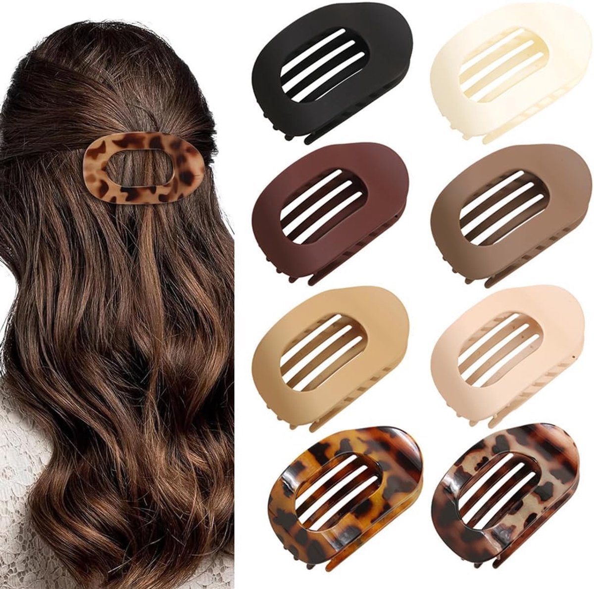 Haarspelden dames ovale haarklem platte klauw clip haarclip eendensnavel haarspeld antislip haarclip haaraccessoires voor vrouwen meisjes (set B)
