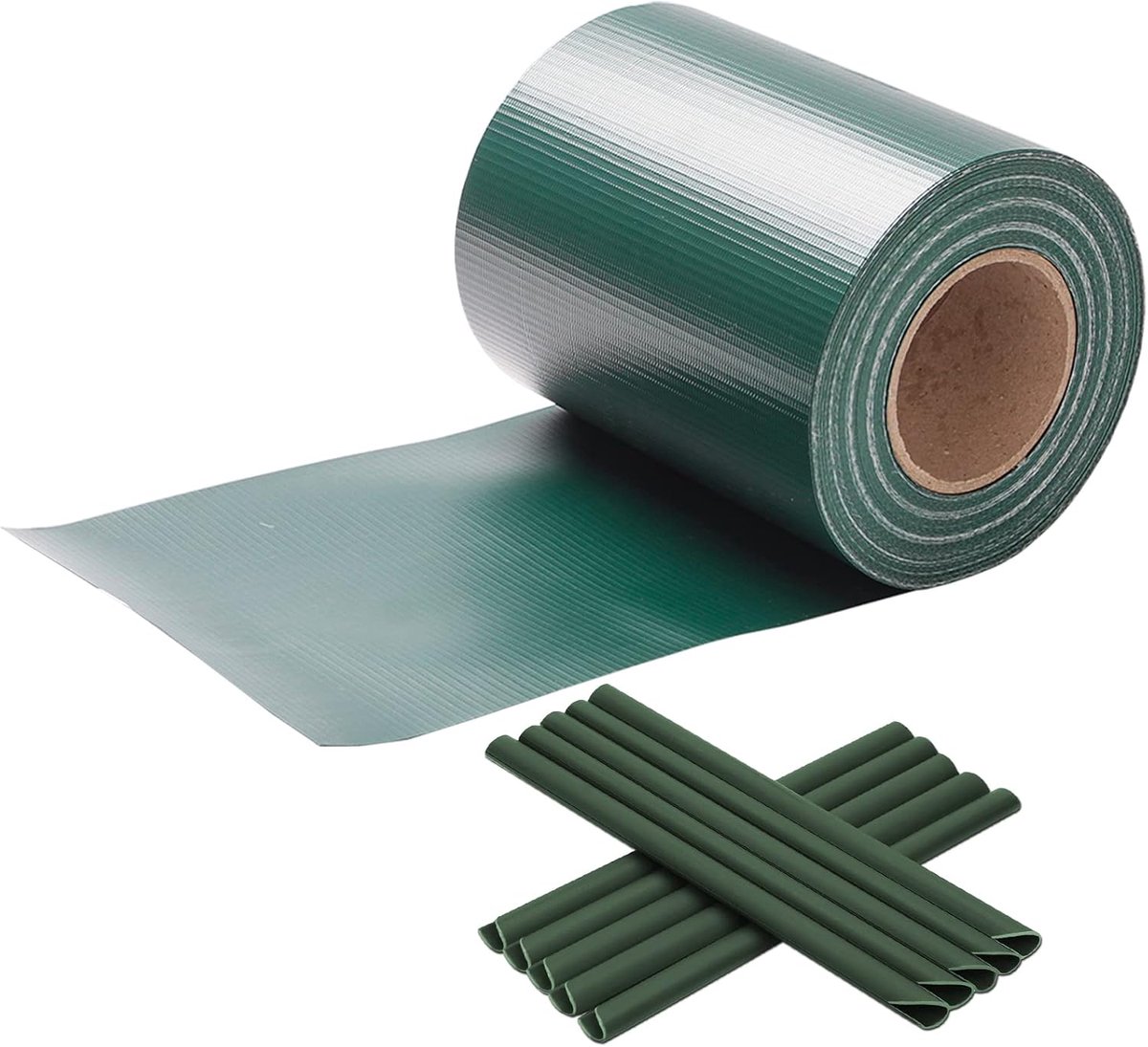 Stroken PVC tuinhek met 40 clips 50m x 19cm staafmattenhek water- en winddicht inkijkbescherming voor balkon en hek - groen