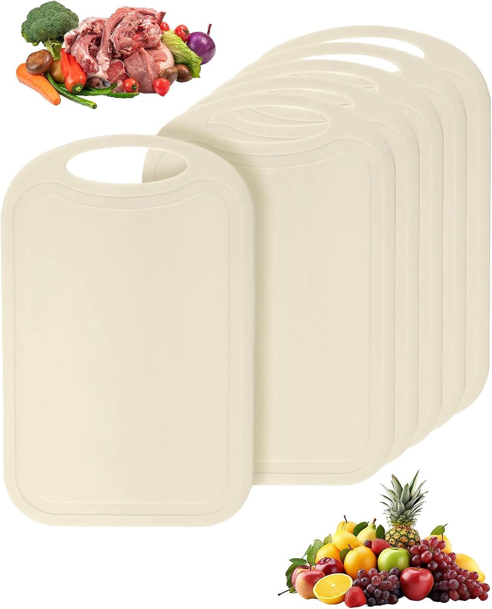 6 stuks, robuust, antislip, keukensnijplank, gemakkelijk te reinigen, geschikt voor het snijden van groenten en fruit
