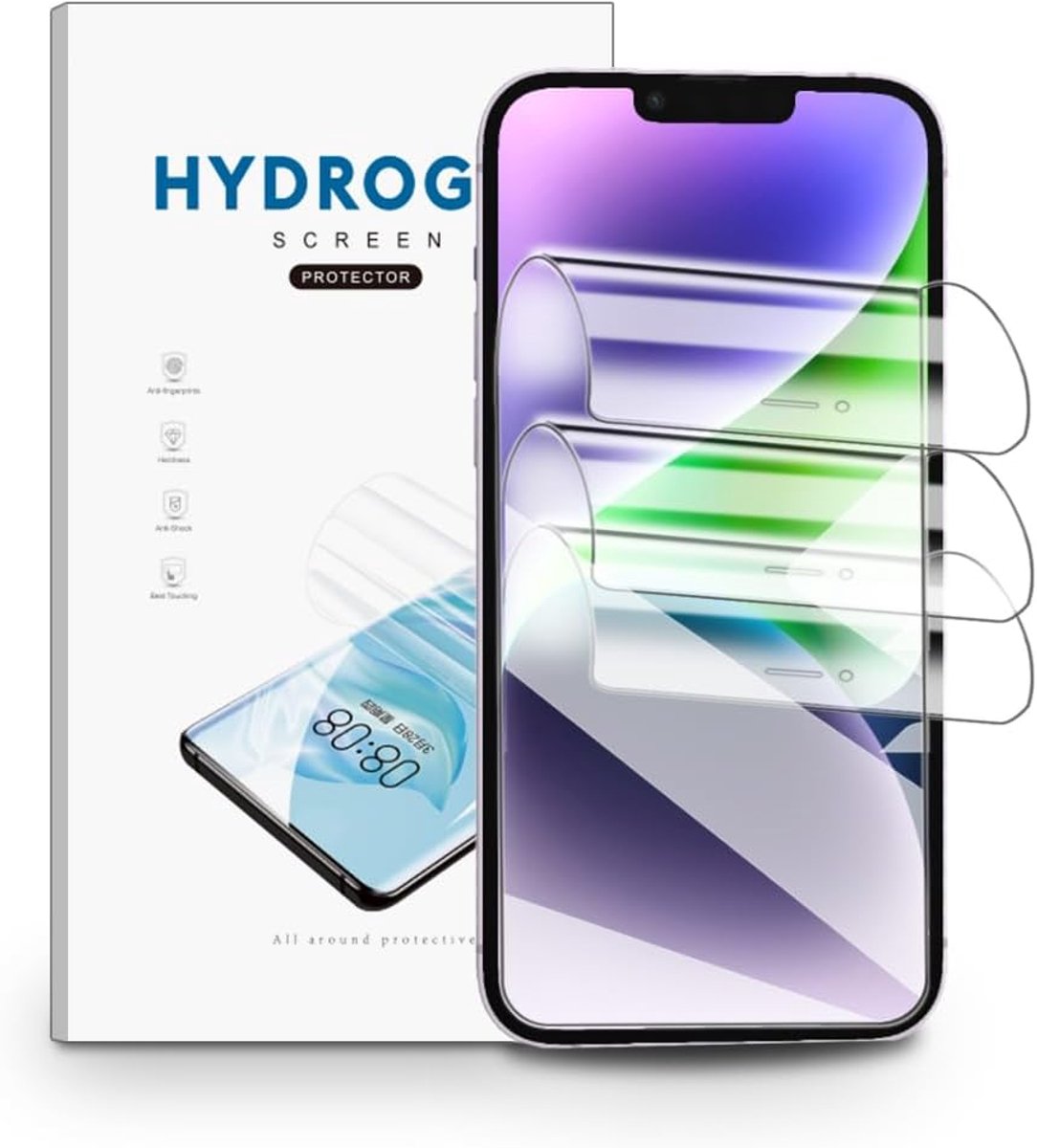 Schermprotector voor iPhone 14 Plus, 3 Stuks Schermbeveiliging Ultra Helder, TPU Flexibele Beschermende Zachte Film, Krasvast