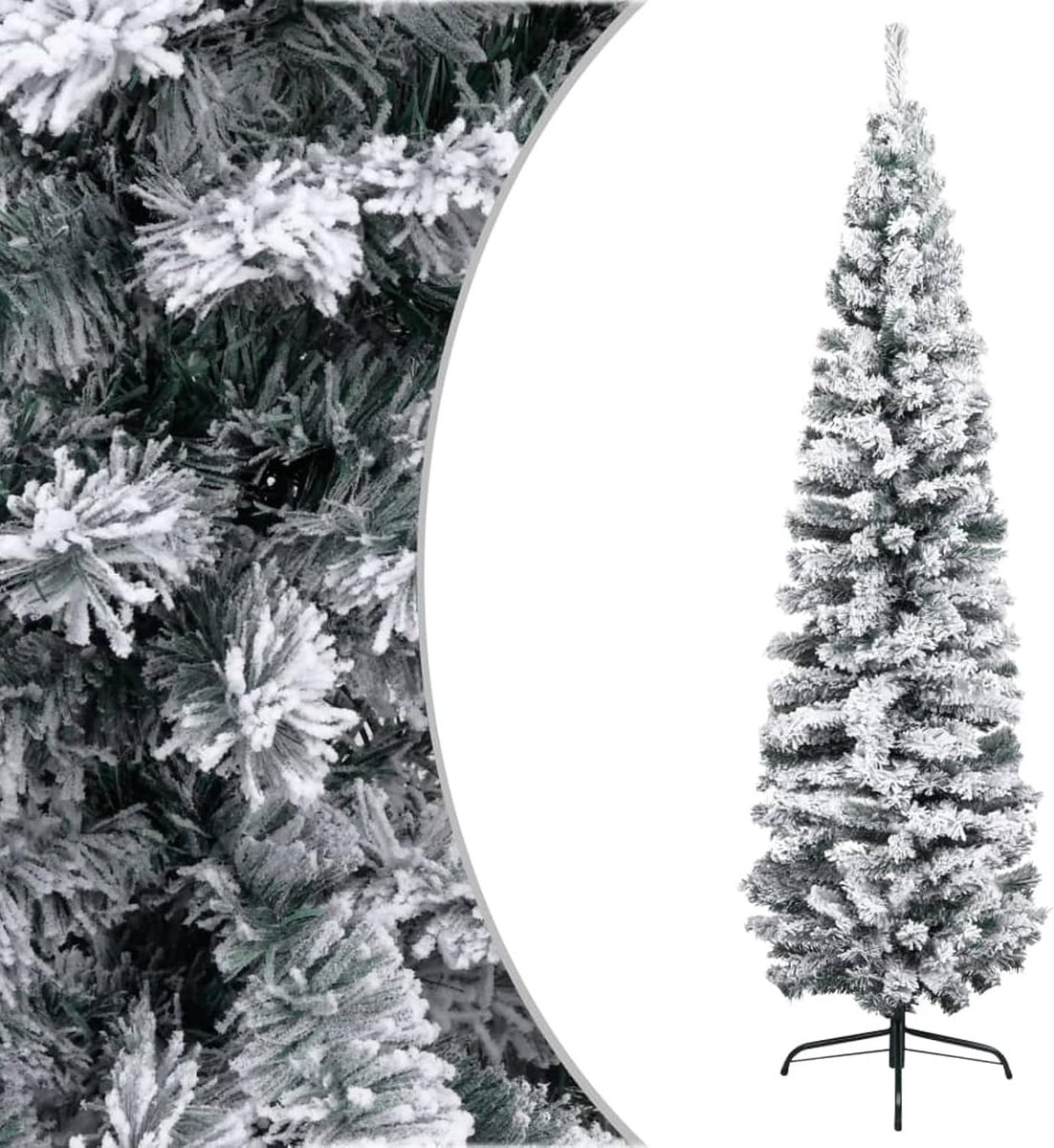 Slanke Kunstmatige Kerstboom Besneeuwd Stalen Poten Kerst Decoratie Kerstdecoraties Dennenboom Decoratieve Boom Kunstboom Groen 240 cm PVC