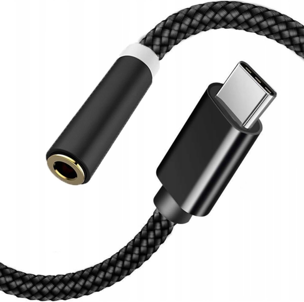 USB-C naar Mini Jack Adapter 3,5 mm AUX met 128kHz HD DAC-converter, Hi-FI Beste geluidskwaliteit Zwart, Kabel compatibel met iPhone 16, 15, Pro, Max, Plus, MacBook, iPad Pro, Samsung (DAC)
