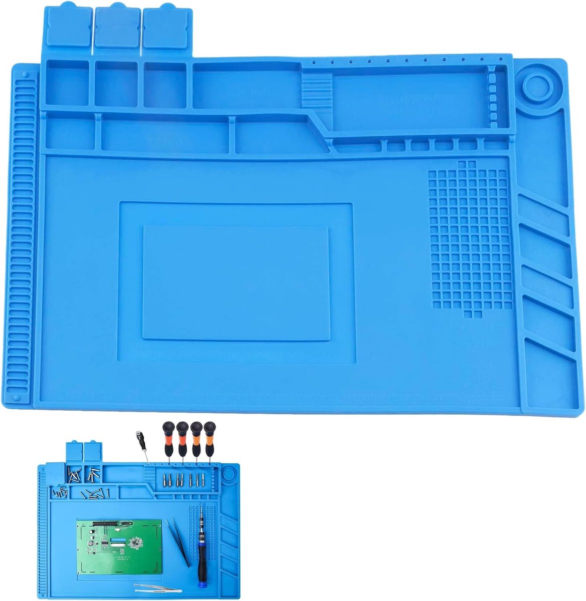 Lasmat, 45 x 30 cm, hittebestendige lasmat, antistatische reparatiemat, lasmat met schaal en schroefpositie om te lassen