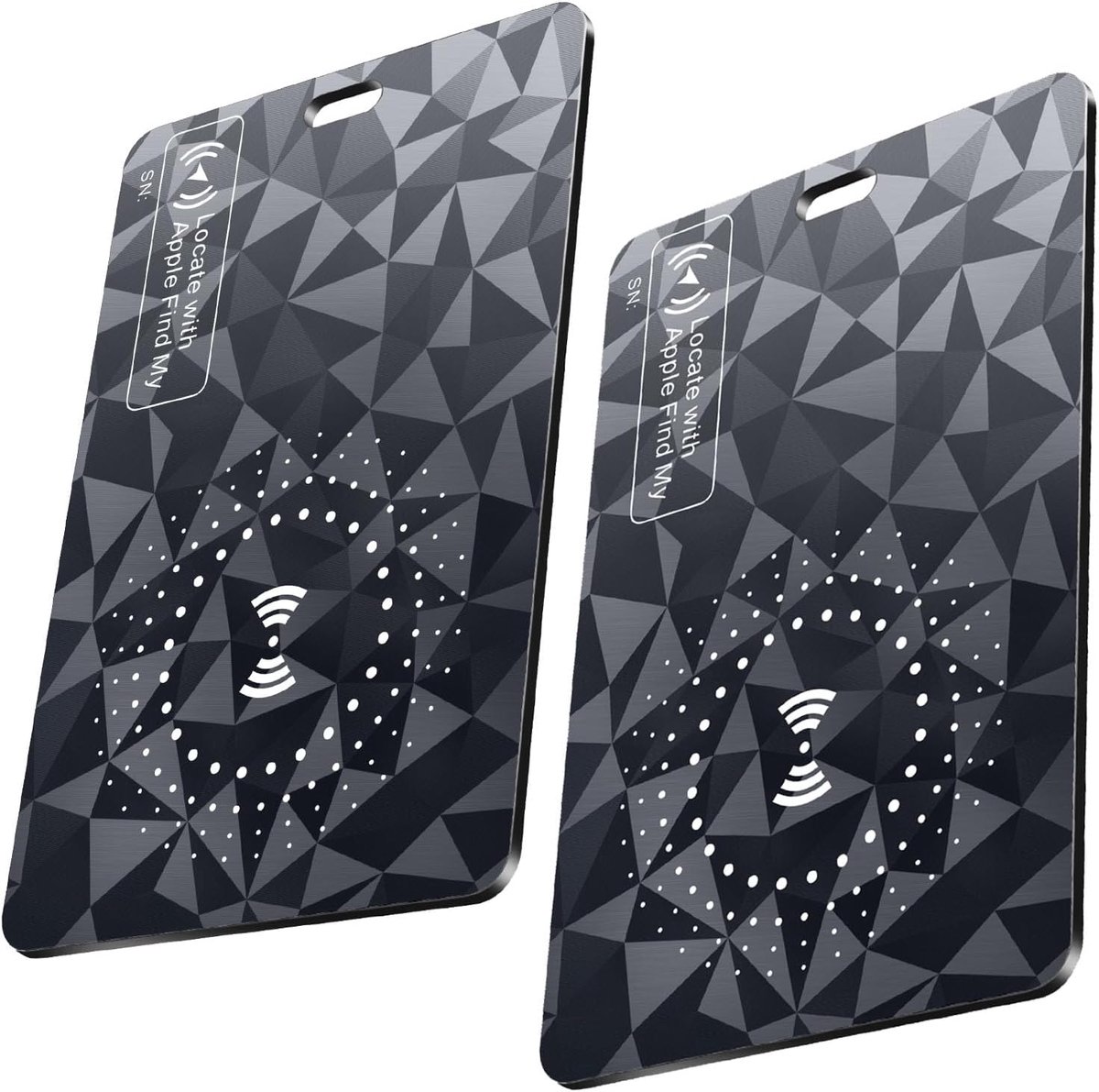 Portemonnee-tracker-kaart 2, dunne bluetooth-tracker, werkt alleen met Apple Find My iOS, portefeuillezoeker en artikellocator voor portemonnee, bagagelabel en meer (diamant)