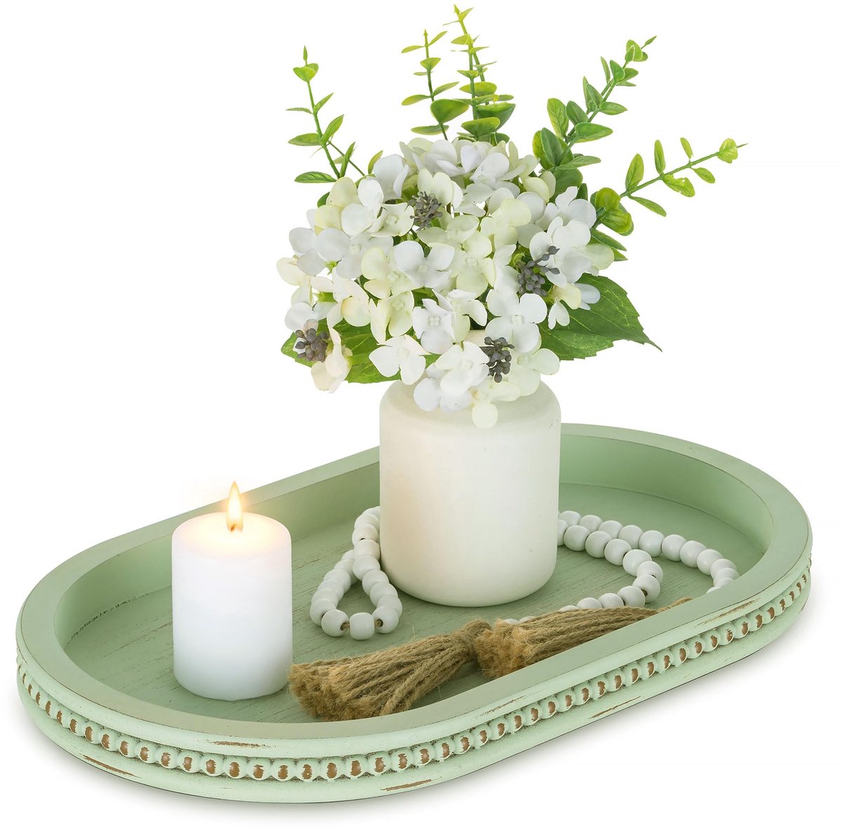 Famanu Decoratief dienblad saliegroen decoratief dienblad shabby chic ovaal voor salontafel