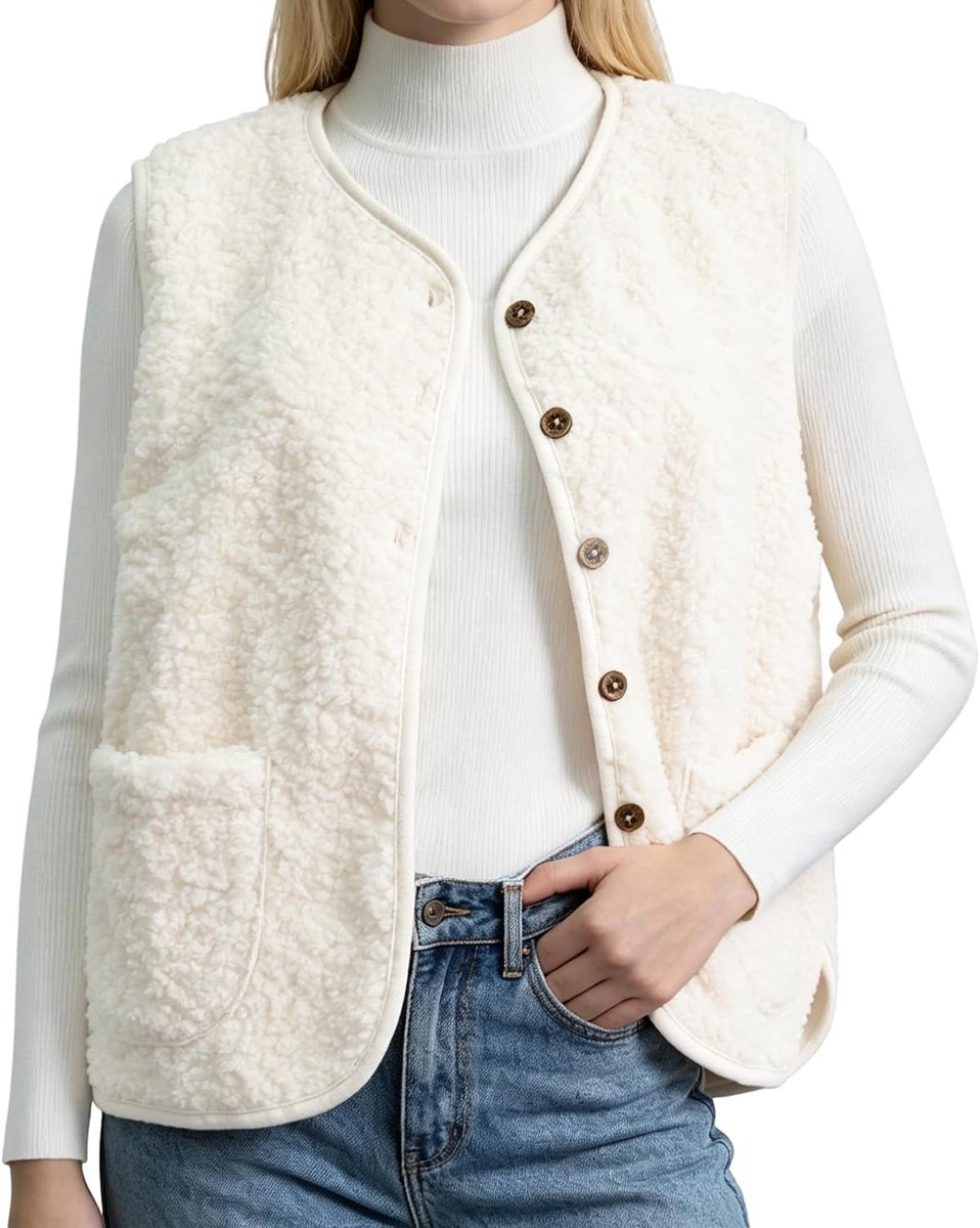 Mouwloos damesvest, mouwloze damesjas, fleece, donsjack, zacht, warm, modieus, bontvest, wol, winter, casual vest