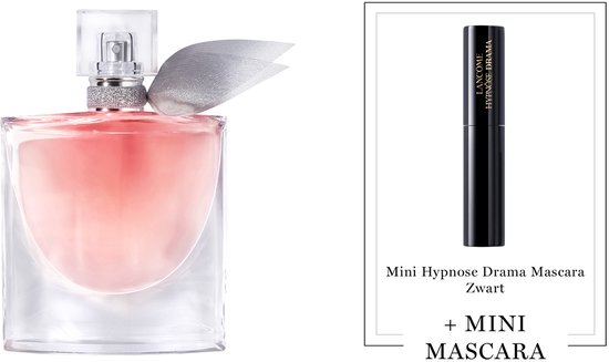 Lancôme La Vie est Belle Eau de Parfum met zilveren strik en een mini Hypnose Drama Mascara.