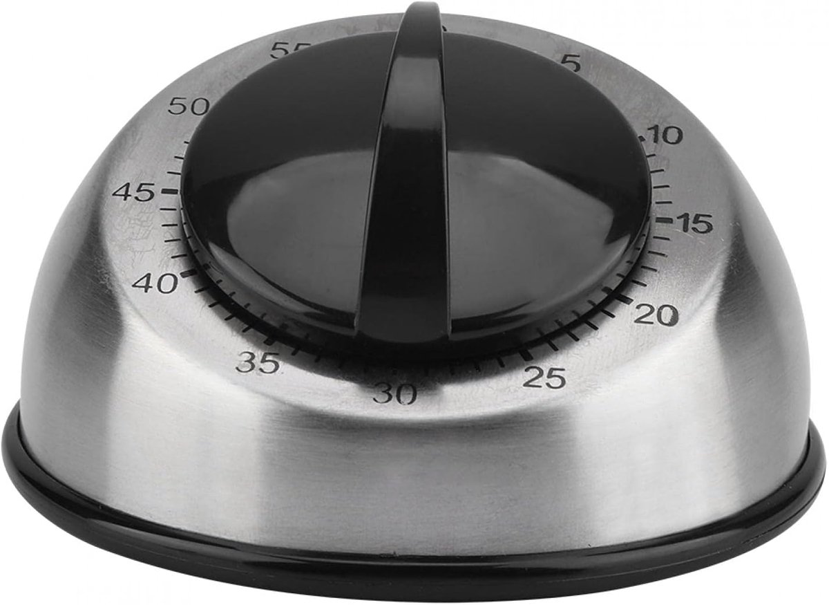 Keukentimer, keukentimer van roestvrij staal, mechanische opwindtimer, 60 minuten kooktimer voor het koken, magnetische stopwatchtimer