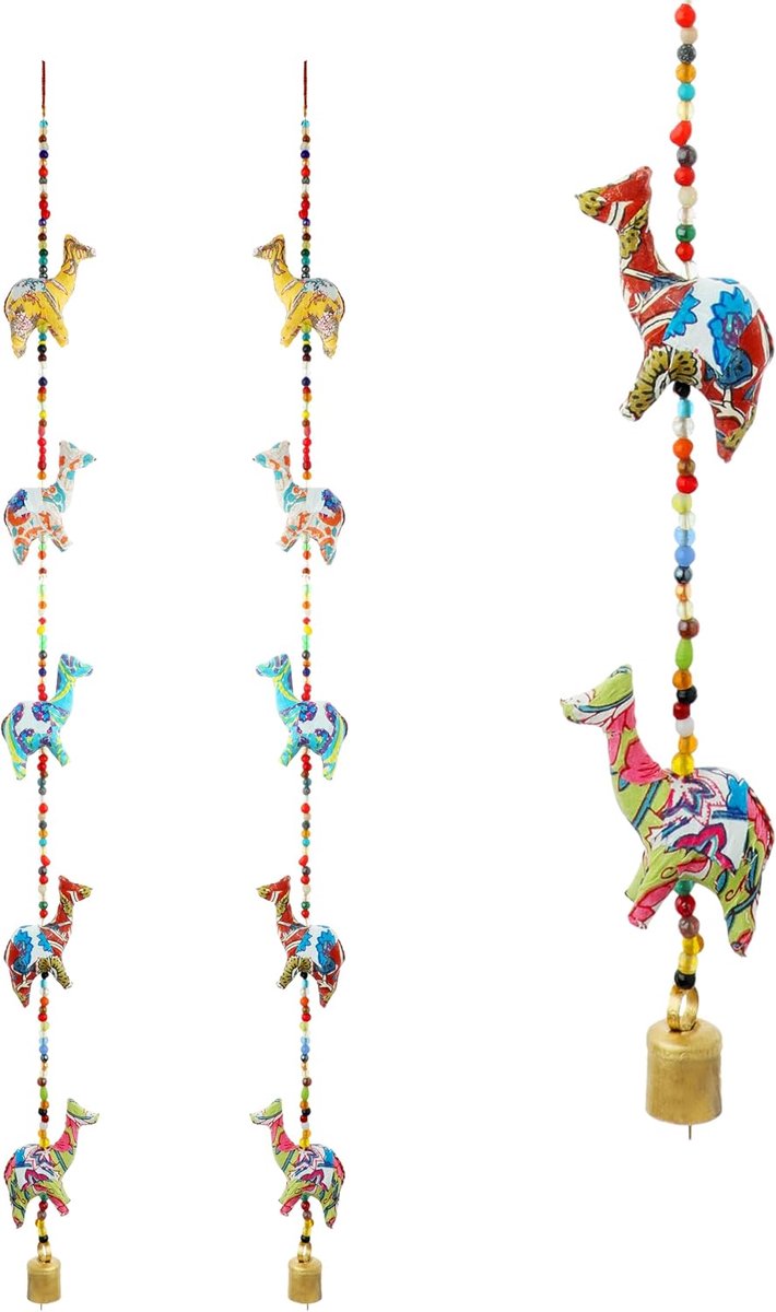 Set of 2 Door Hanging Colorful Decorative 5 Fabric Camel String Hanging for Festival Traditional New year Decorations Indoor Wall Temple Bedroom Home Party Decor Gifting Ideas(Size:-33")(Multicolor)