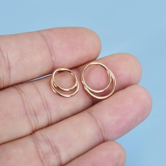 Neuspiercing ring 16 g septum piercing chirurgisch staal daith conch piercing goud zilver zwart roségoud neusring dubbele segmentring clicker spetum ring helix tragus piercing oor 8/10 mm — afbeelding 4