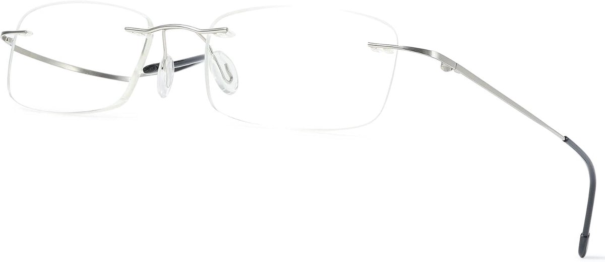 Randloze leesbril, blauwlichtfilter, metaal, ultralicht, voor heren en dames, rechthoekig, anti-blauw licht bril 1,0 1,5 2,0 2,5 3,0 3,5 4,0
