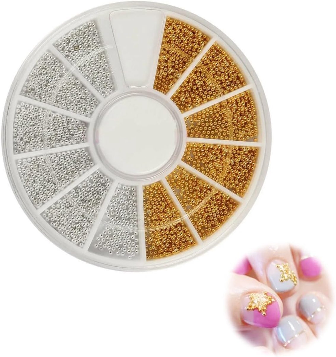 Gemengde kaviaarkralen, micro-kaviaar, doe-het-zelf kunstset voor manicure, decoraties en make-up met schijf, voor gezichtshandwerk (0,3-3 mm)