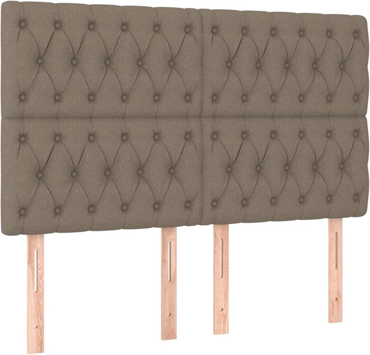 Hoofdeinde taupe, 144 x 7 x 118/128 cm, stof, voor bedden zonder hoofdeinde, ideaal voor slaapkamer en moderne woonkamers, eenvoudige montage, gemakkelijk te reinigen en rugvriendelijk zitten