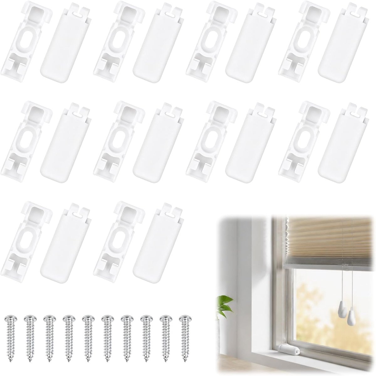 10 sets plissé spanschoenen, reserveonderdelen, klemdragers, houder, wit