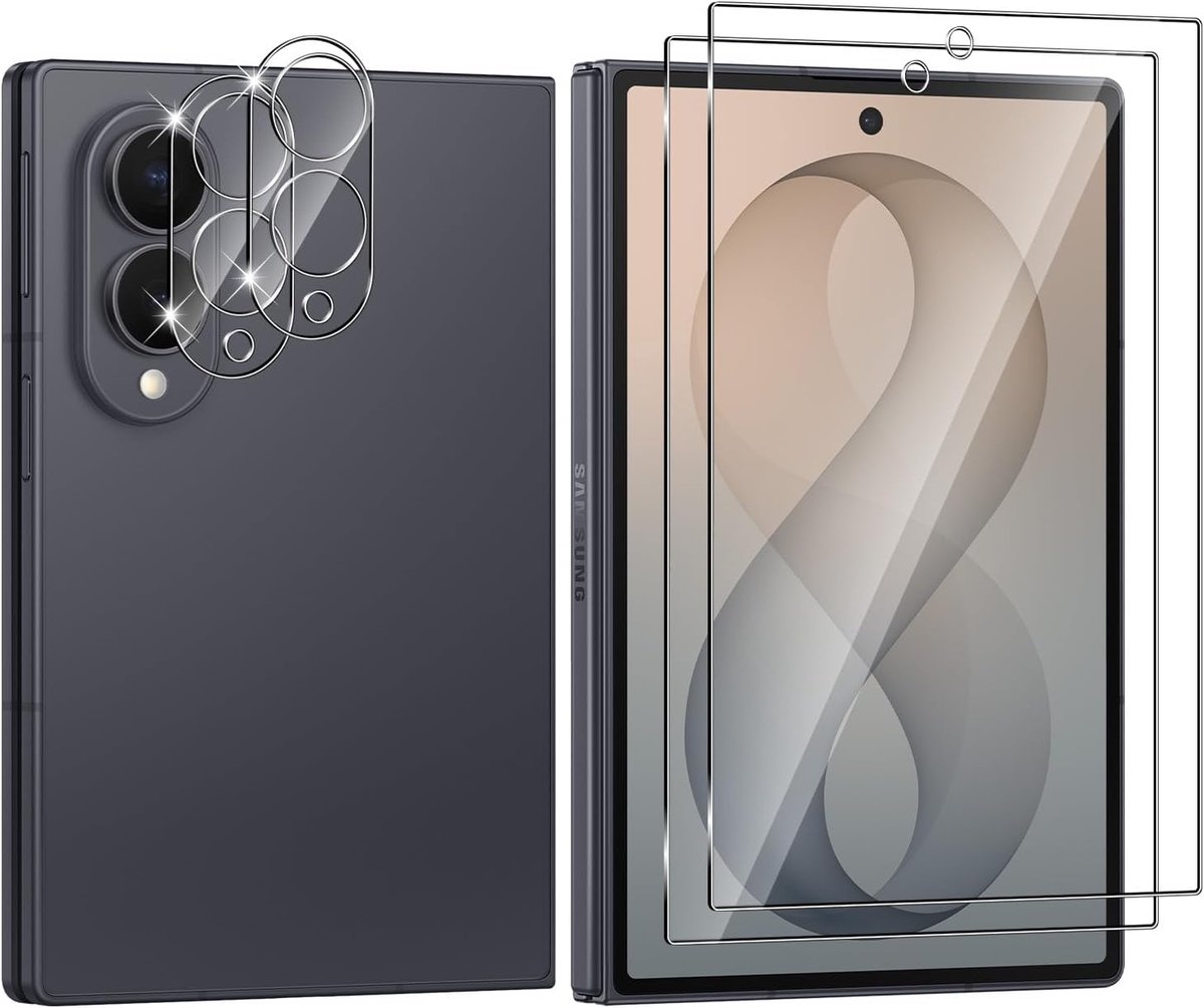 Beschermfolie voor Samsung Galaxy Z Fold 8 5G, pantserglas, beschermfolie + camerabeschermfolie, 2 + 2 stuks, 9H HD, anti-kras, anti-luchtbellen, beschermfolie