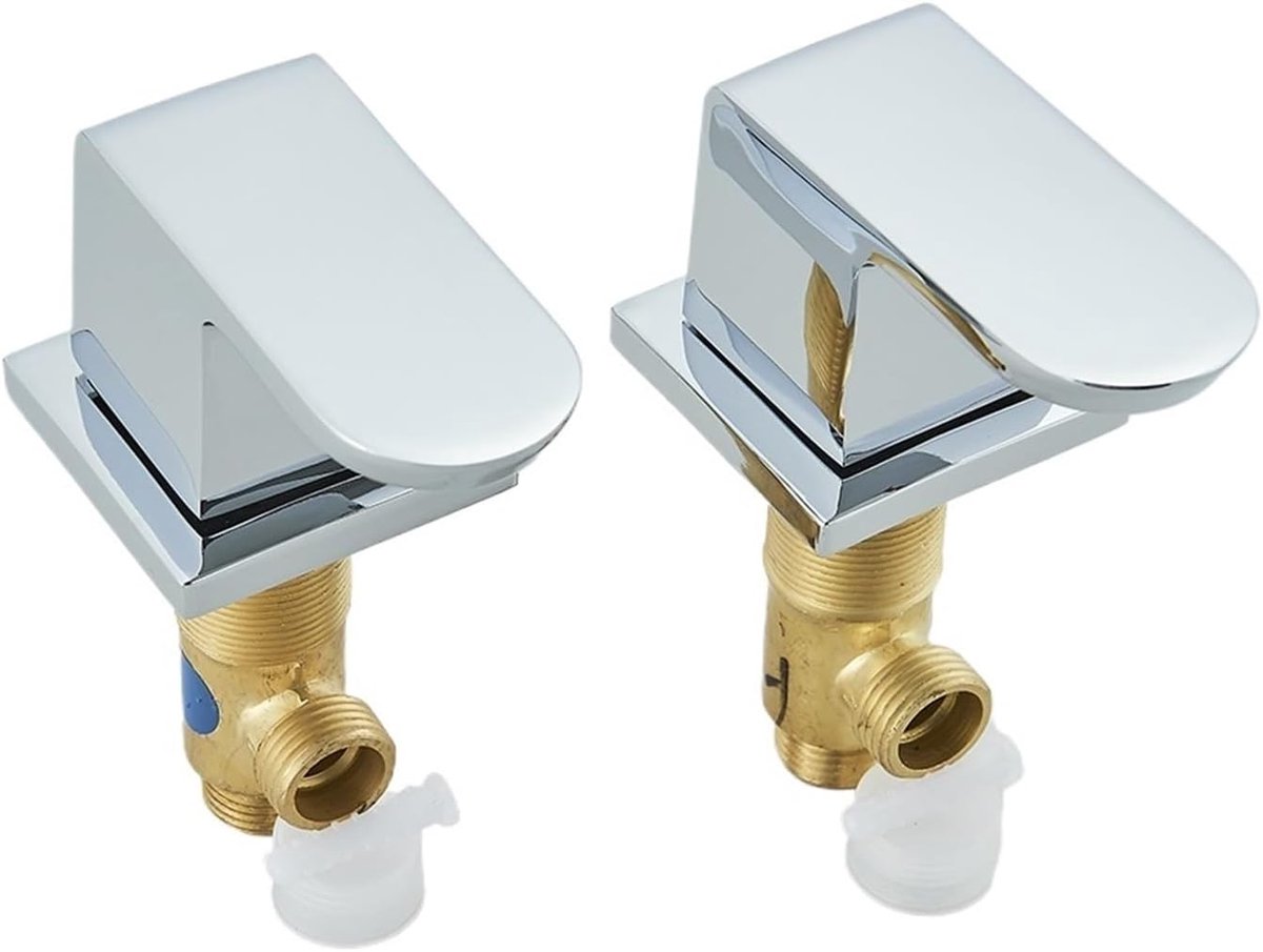 2 stks Messing Wastafel Kraan Regelklep Koud Warm Water Afzonderlijke Bad Tap Schakelaar Badkamer Kraan Accessoire (Chroom)