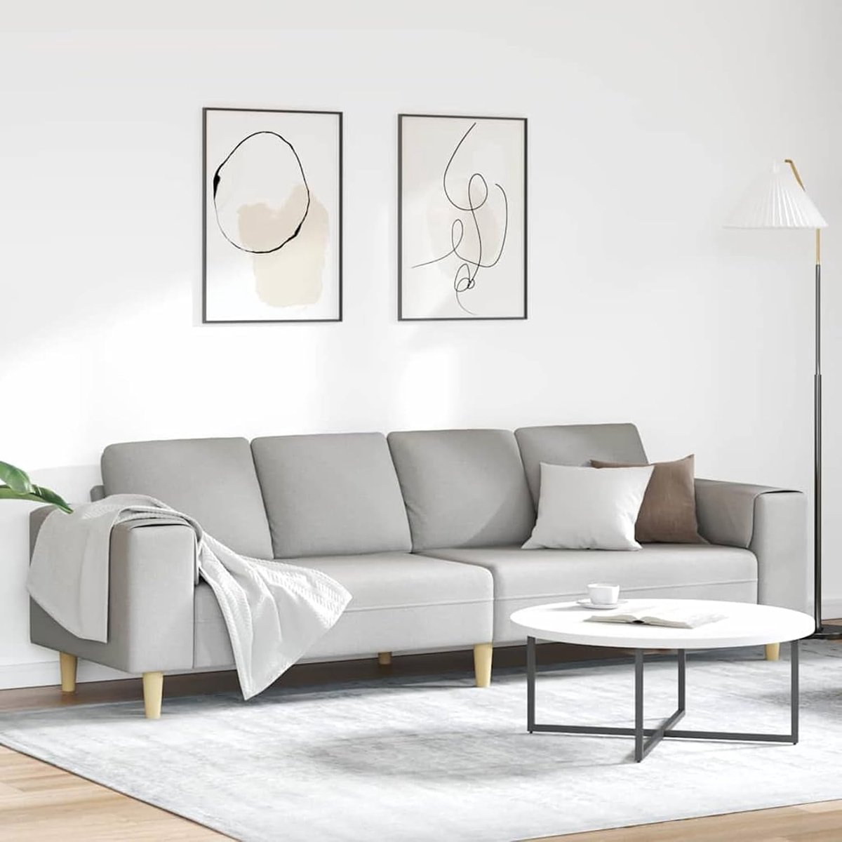 Set wolkengrijze stof, gestoffeerde bank, zitgroep voor woonkamer, appartement, kantoor, logeerkamer, entree