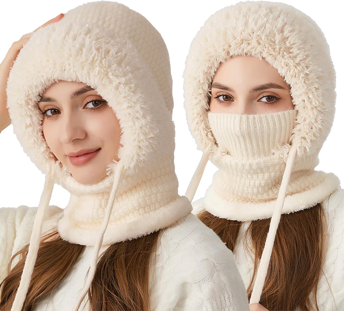 Bivakmuts, muts voor dames, winter, warme capuchon, sjaal voor dames, winddichte muts, koudebescherming, skimuts, beanie, wintermuts voor mountaineering, skiën, motorrijden,