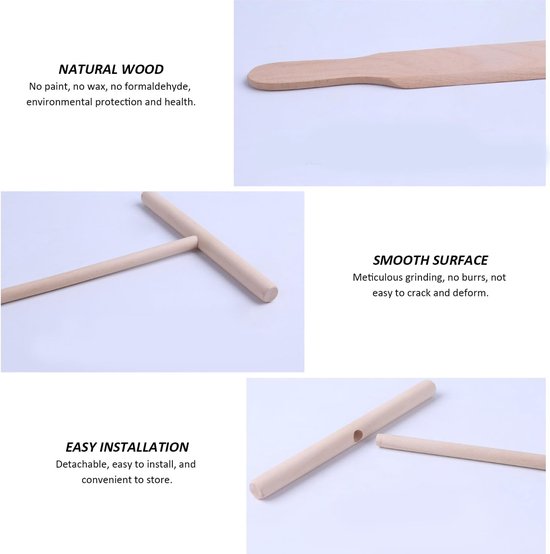 2 stuks crêpes spatel, 1 kwast, applicator van crêpehout, accessoires voor het maken van crêpes, crêpes, galettes — afbeelding 5