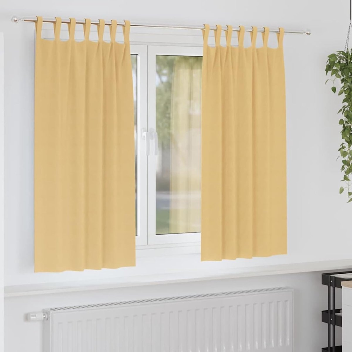 Gordijnen met gordijnen, 2 stuks, beige, polyester, verduisteringsgordijn, inkijkbescherming, zonwering, voor ramen, slaapkamer, woonkamer, 4107534
